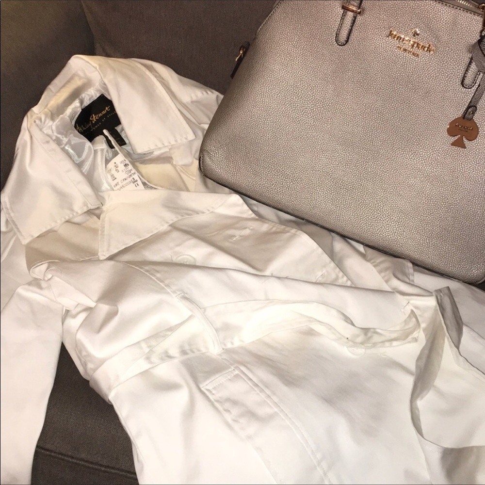 Ashley Stewart White Trench Coat with belt